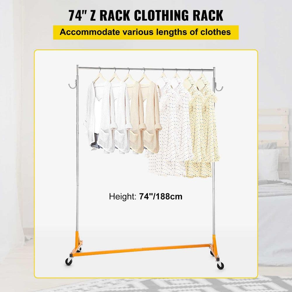 Z Rack, Industrial Grade Z Base Garment Rack, Height Adjustable Rolling Z Garment Rack, Sturdy Steel Z Base Rack Silver - Hercitys