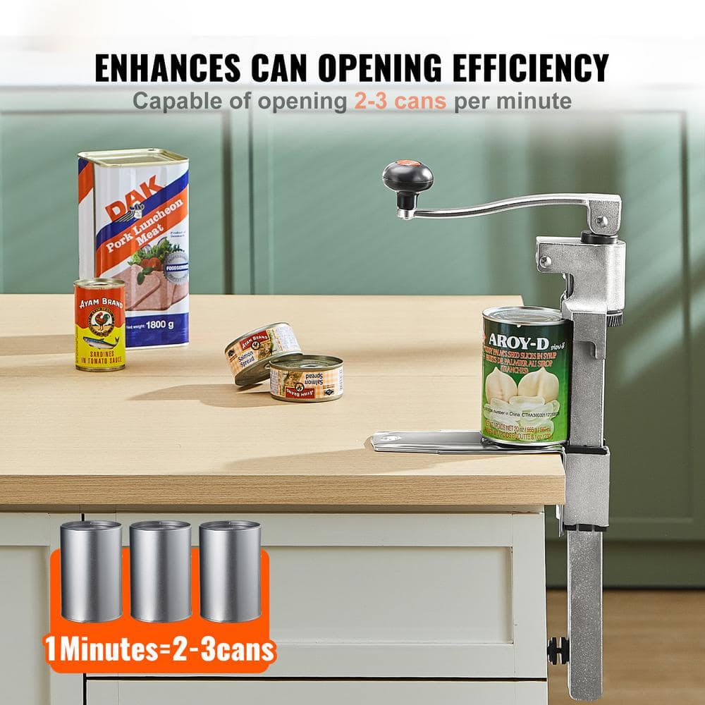 Commercial Manual Can Opener, Heavy Duty Adjustable Table Opener, 15.7 in. Tall Capacity for Cans, Industrial Jar Opener - Hercitys
