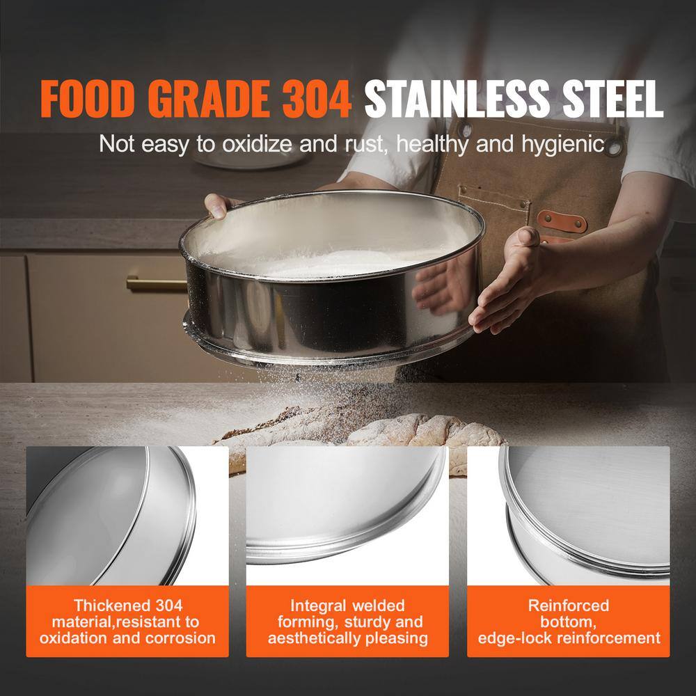 80 Mesh Flour Sieve, 304 Stainless Steel Fine Mesh Sifter, 12.6 in. Strainer for Flour, Mungbean, Rice, Baking - Hercitys