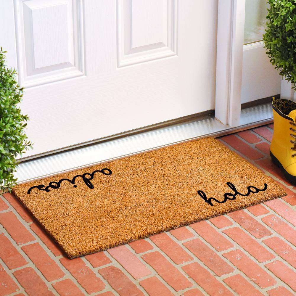 Cursive Hola Adios Doormat, 24″ x 36″ - Hercitys