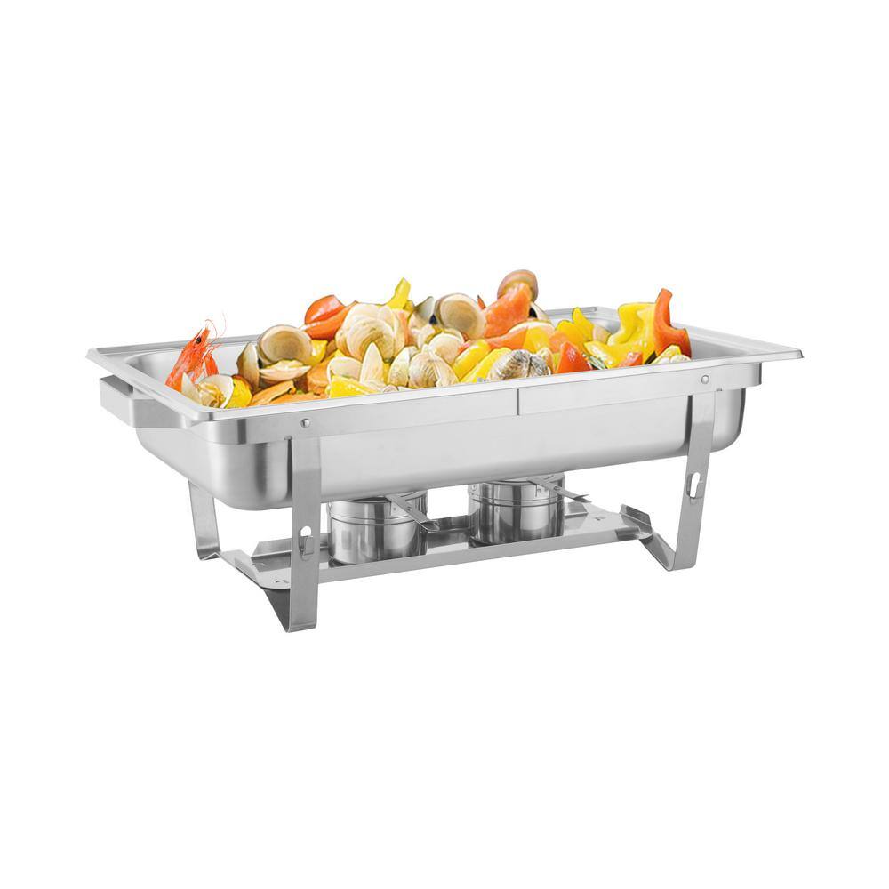 9 qt. 4-Pack Silver Stainless Steel Chafing Dish with Frame - Hercitys