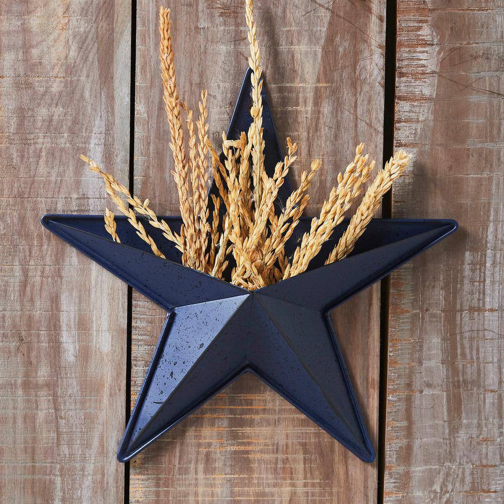 Mayflower Market Patriotic Navy Metal Star 12 in. Wall Hanger with Pocket - Hercitys
