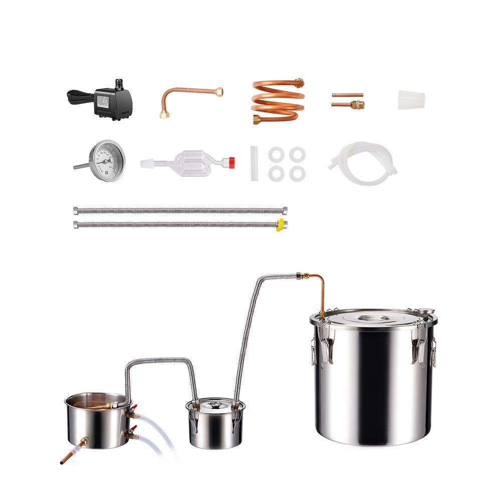 Alcohol Still, 13.2 gal./50 L Stainless Steel Water Alcohol Distiller, Dual Condenser Distiller Kit, Silver - Hercitys