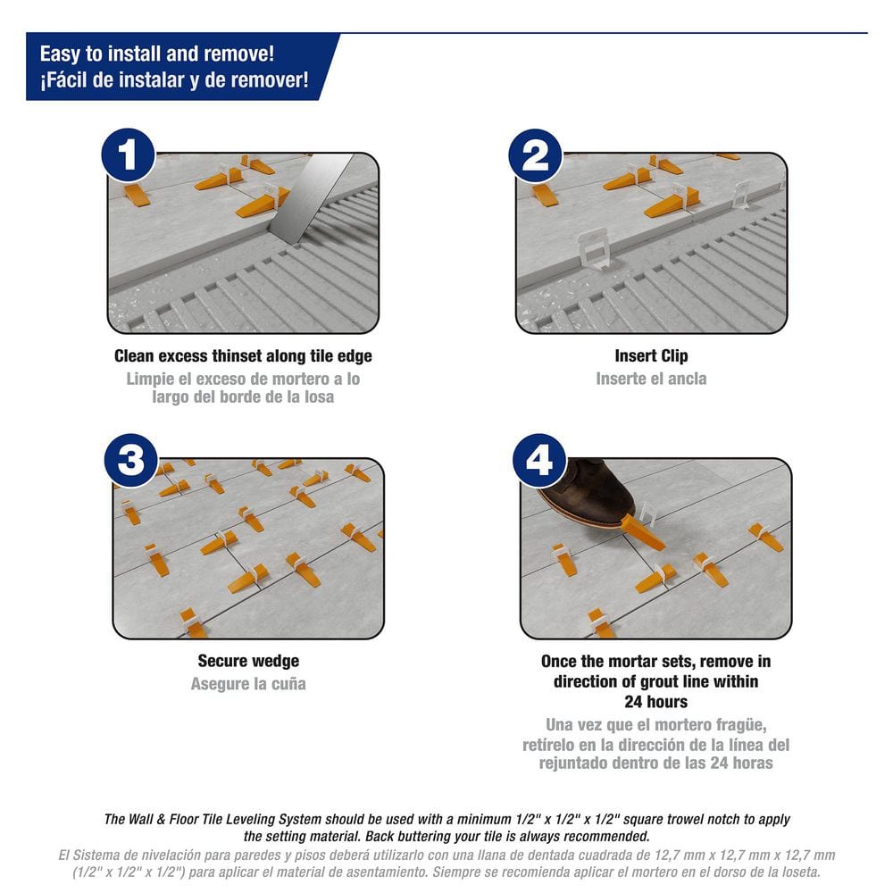 Xtreme Blue 3/16 in. Clip, Part A of 2-Part Tile Leveling System 2,000-Pack - Hercitys