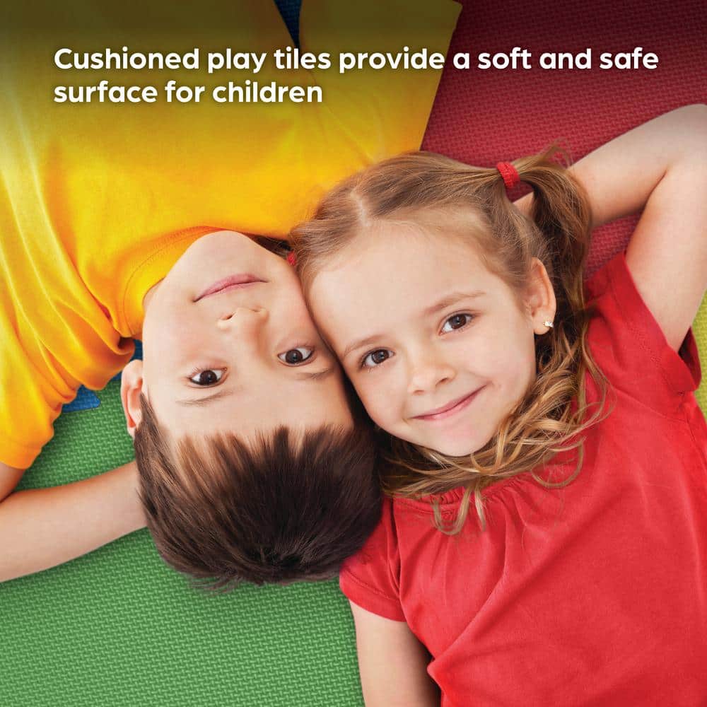 Multi-Purpose 24 in. x 24 in. Interlocking Multi-Color Foam Flooring Recyclamat (4-Pieces) - Hercitys