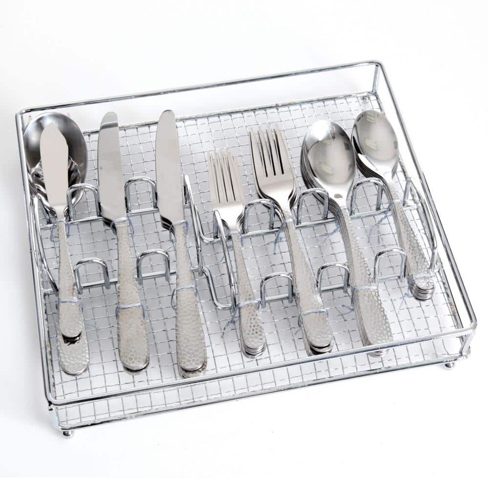 Hammered 46-Piece Stainless Steel Flatware Set (Service for 8) - Hercitys