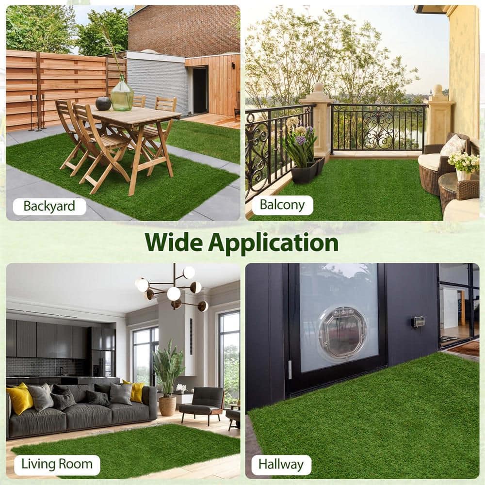 6 ft. x 10 ft. Green Artificial Grass Turf with Drainage Holes Nonslip Bottom 60 OZ Heavy - Hercitys