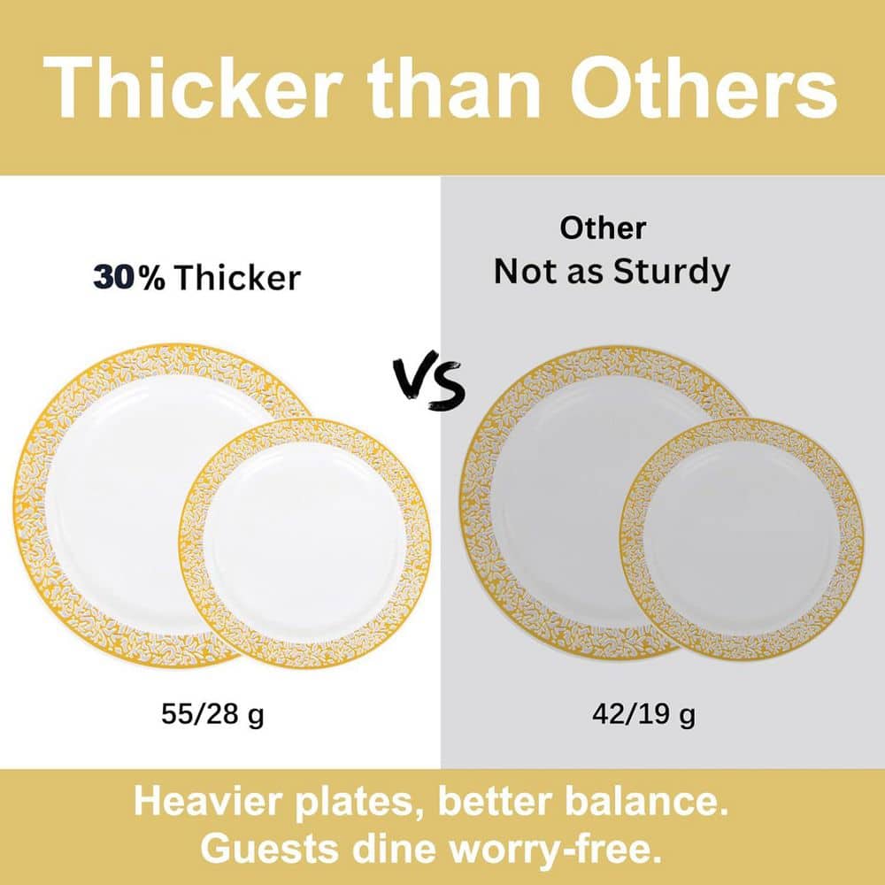 Gold Plastic Dinnerware Set with Plates, Napkins, Silverware, and Cups (350-Pieces) - Hercitys