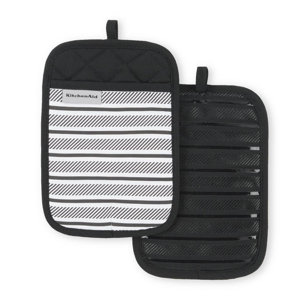 Albany Matte Black 7 in. x 10 in. Cotton Pot Holder Set (2-Pack) - Hercitys