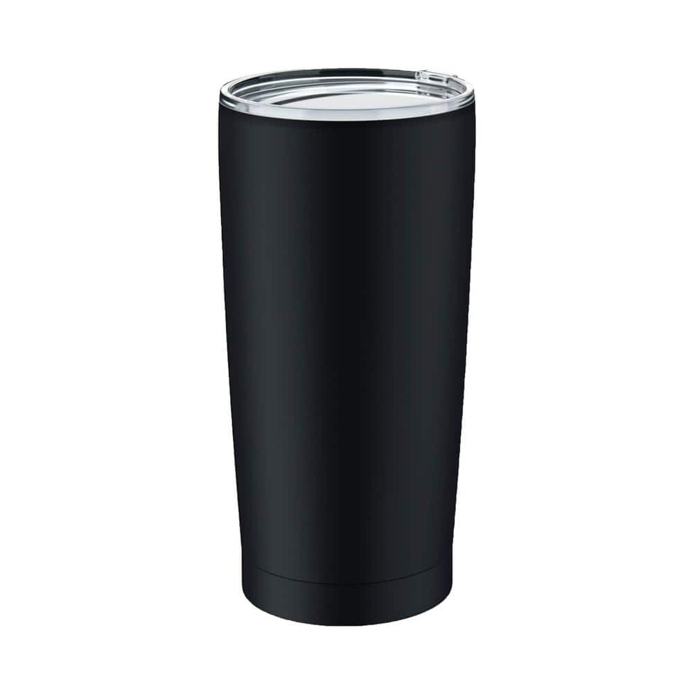 Double Walled 20 oz. Insulated Midnight Black Stainless Steel Coffee Tumbler with Lid - Hercitys