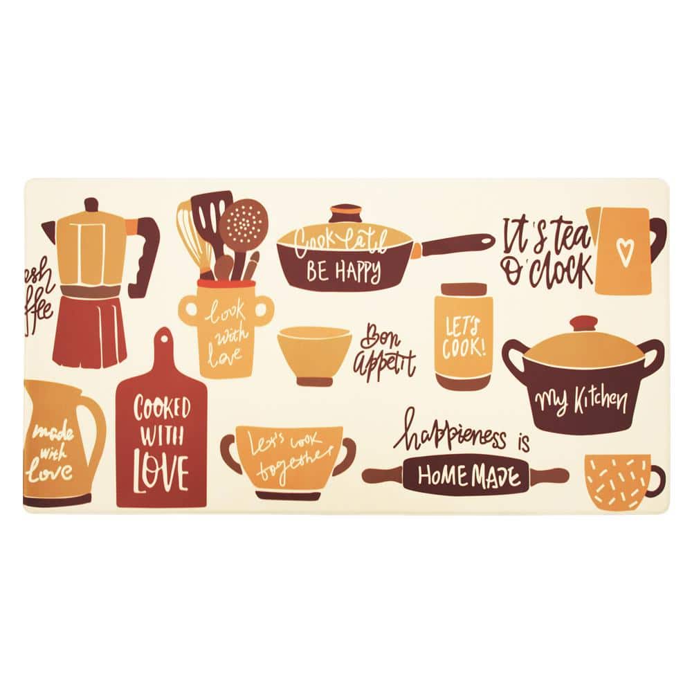 RayStar Beige 20 in. x 31.5 in. PVC Kitchen Mat Anti-Fatigue Mat Non-Slip - Hercitys