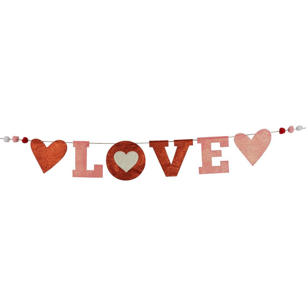 8.5 in. Glittered “Love” Valentine’s Day Wall Banner Decoration - Hercitys