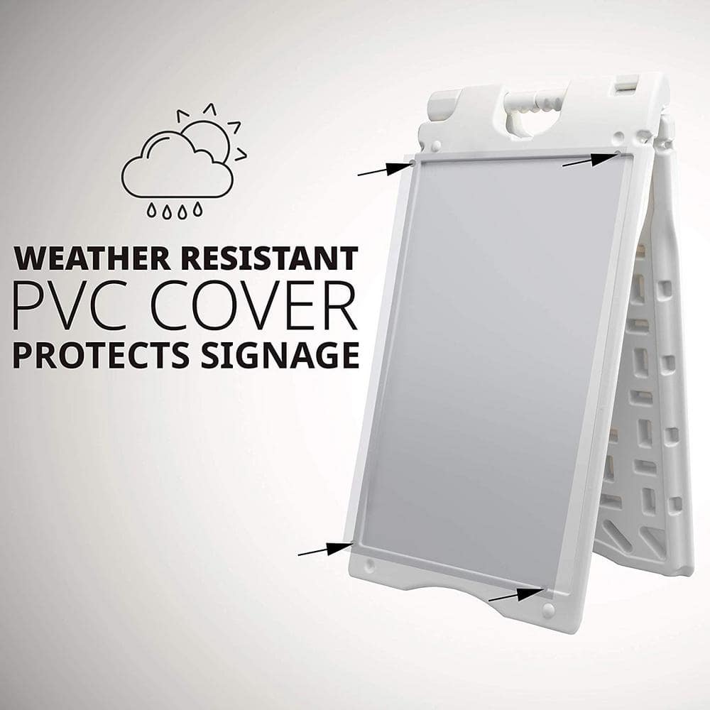 Sandwich Board, A Frame Sign Holder 15.7×26 in., Dual Display Outdoor Sign, White - Hercitys