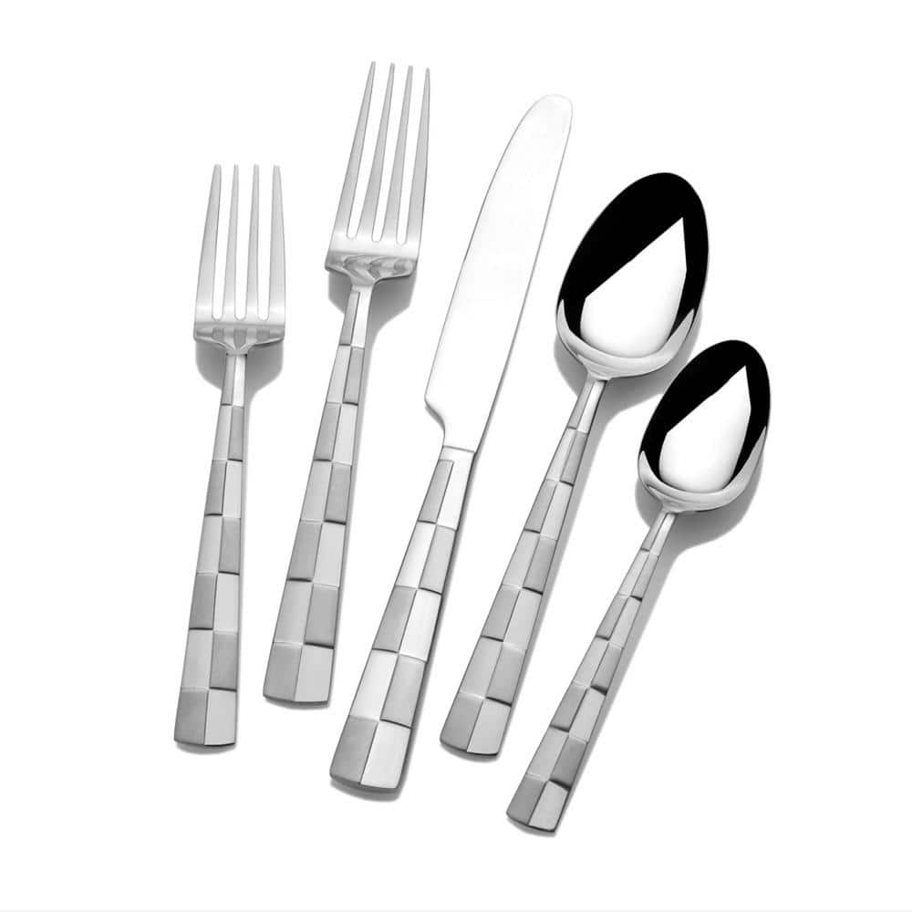 Checkered Frost 20-Piece 18/0 Stainless Steel Flatware Set (Service for 4) - Hercitys
