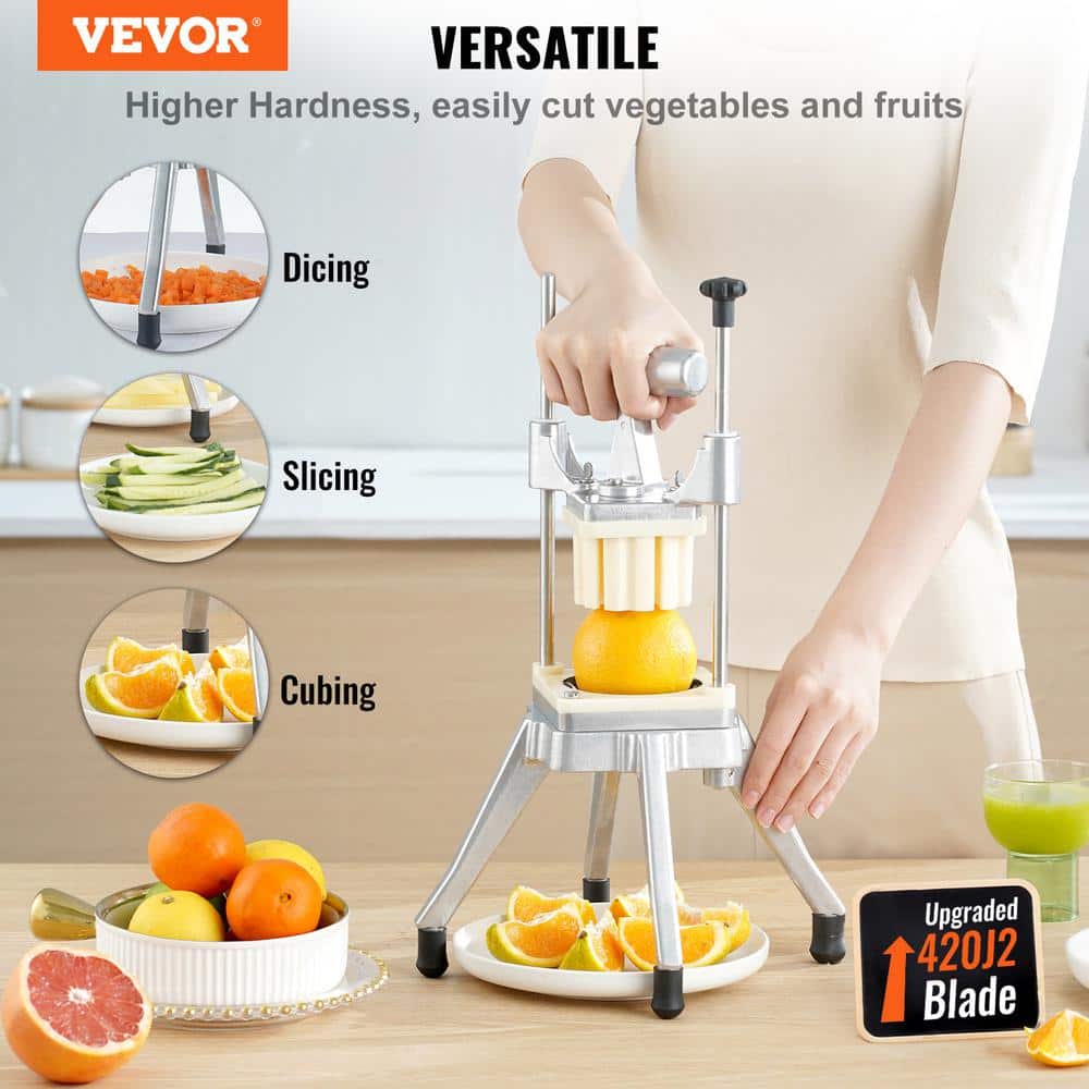 Commercial Vegetable Fruit Chopper, Stainless Steel French Fry Cutter with 4 Blades 1/4 in. 3/8 in. 1/2 in. - Hercitys