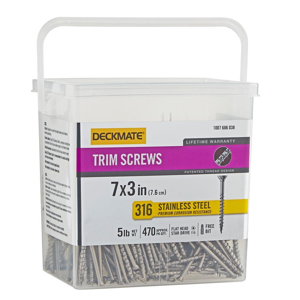 Marine Grade Stainless Steel #7 X 3 in. Wood Trim Screw 5lb (Approximately 470 Pieces) - Hercitys