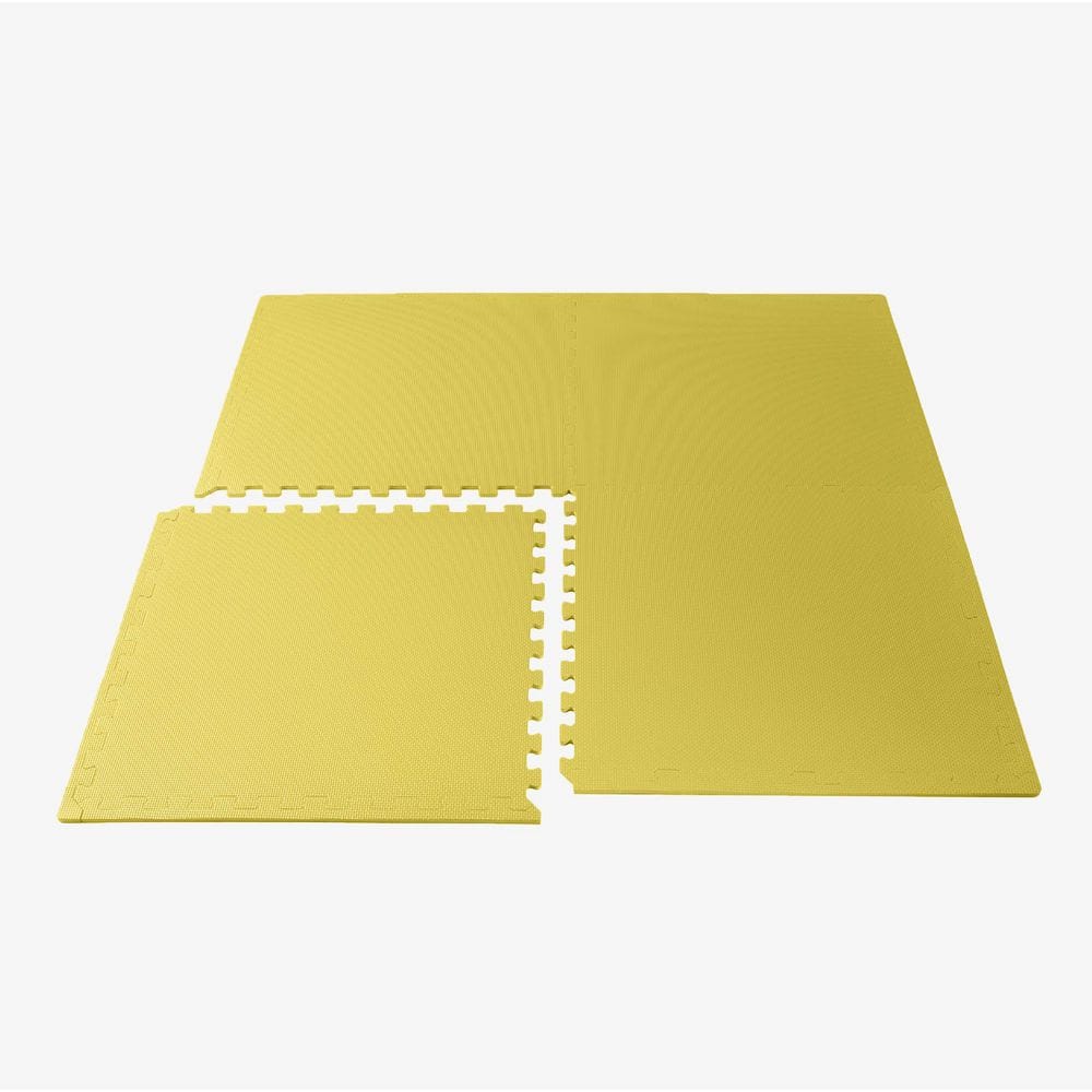 Yellow 24 in. W x 24 in. L x 3/8 in. T Interlocking Foam Gym Flooring Mat (6 Tiles/Pack) (24 sq. ft. ) - Hercitys