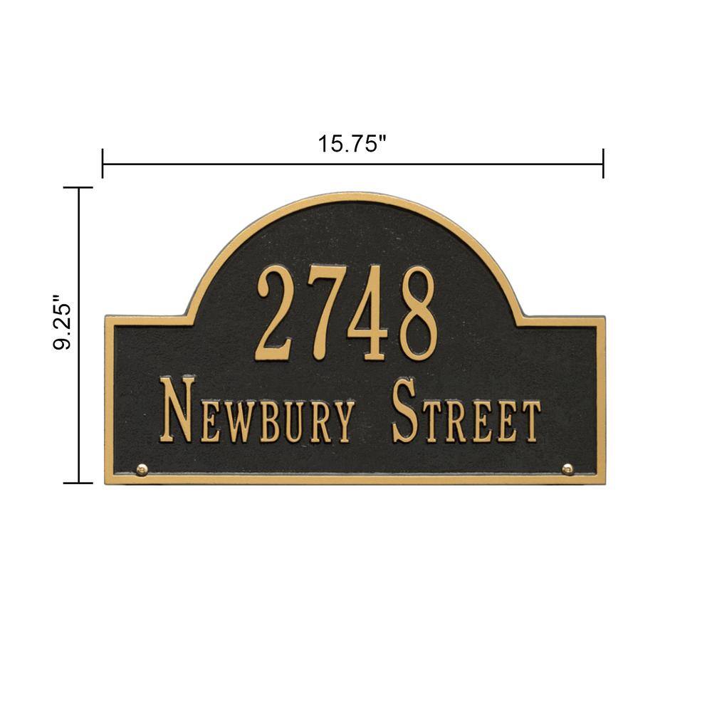 Arch Marker Standard Black/Gold Lawn 2-Line Address Plaque - Hercitys
