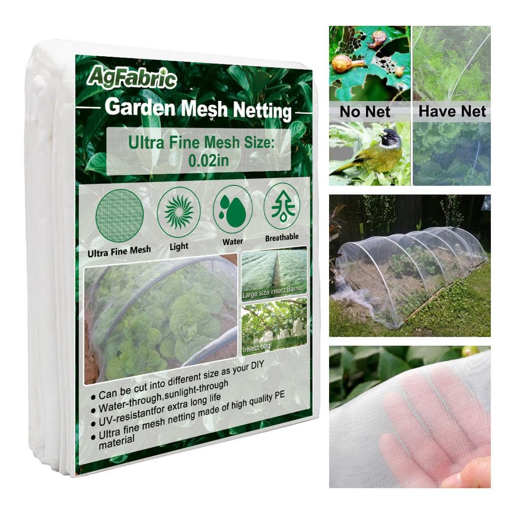 6.5 ft. x 30 ft. Outdoor Insect Netting Biological Pest Control for Bird Lawn Insect, White, (2-Pack) - Hercitys
