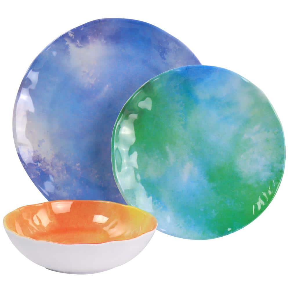 Cinnamon Twist 12-Piece Melamine Dinnerware Set in Assorted Colors - Hercitys