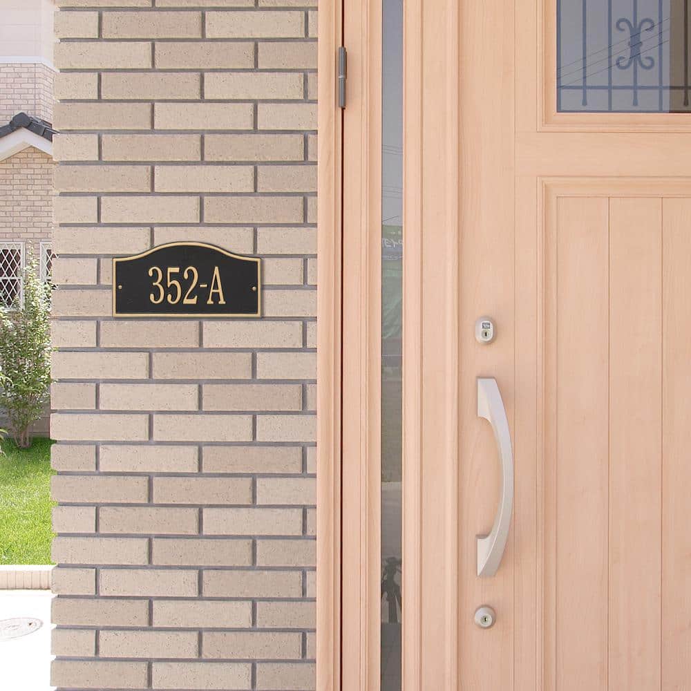 Rolling Hills Rectangular Black/Gold Mini Wall 1-Line Address Plaque - Hercitys