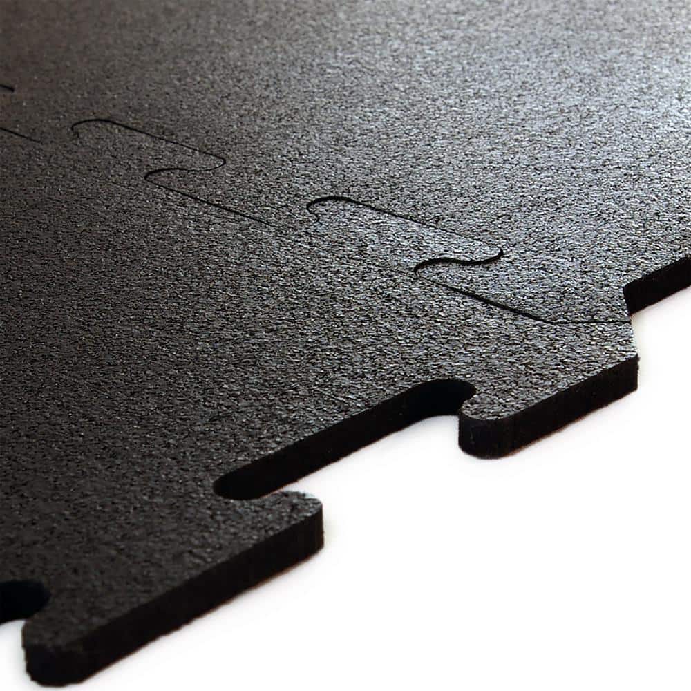 GMats Black 24 in. W x 24 in. L Rubber Gym Interlocking Flooring Tile (Case of 6) (23.28 sq. ft.) - Hercitys