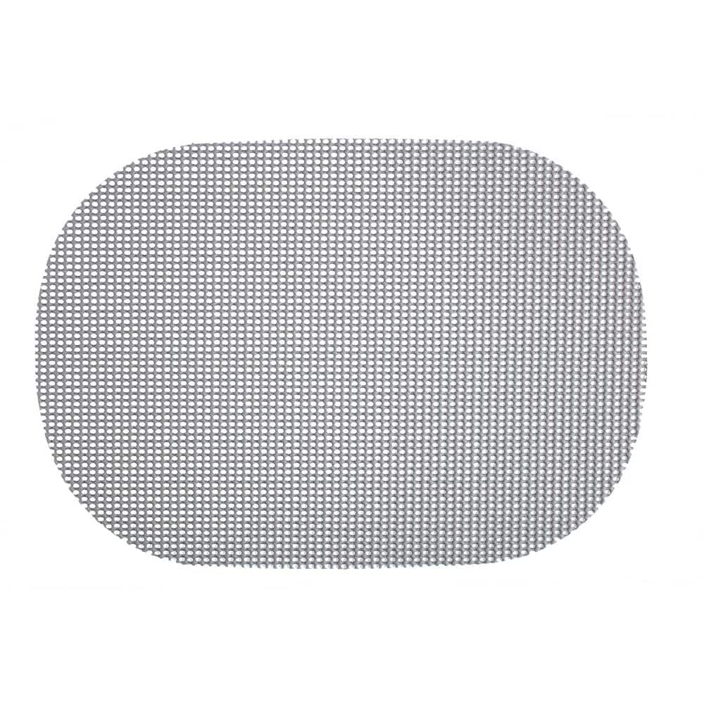 Fishnet 17 in. x 12 in. Ultimate Gray PVC Covered Jute Oval Placemat (Set of 6) - Hercitys