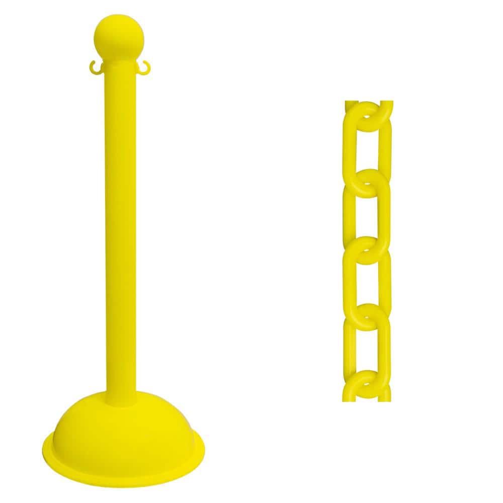 Heavy-Duty Stanchion and Chain Kit in Yellow - Hercitys