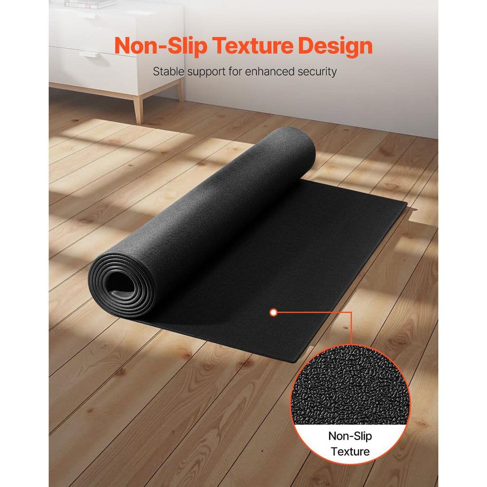 Treadmill Mat for Carpet in Black,12.47 sq ft 1/4 in. Thick, 30 in. x 60 in., PVC, Waterproof Floor Protector for Gym - Hercitys