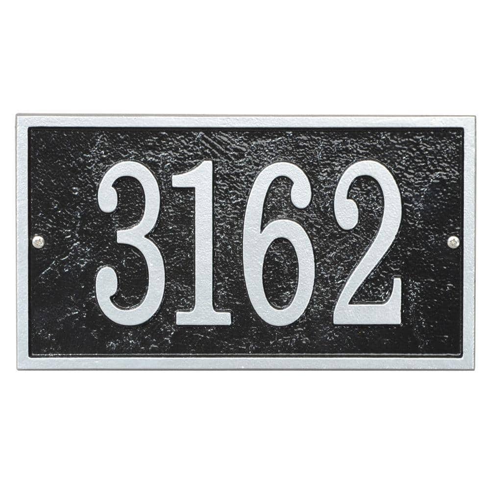 Fast and Easy Rectangle House Number Plaque, Black/Silver - Hercitys