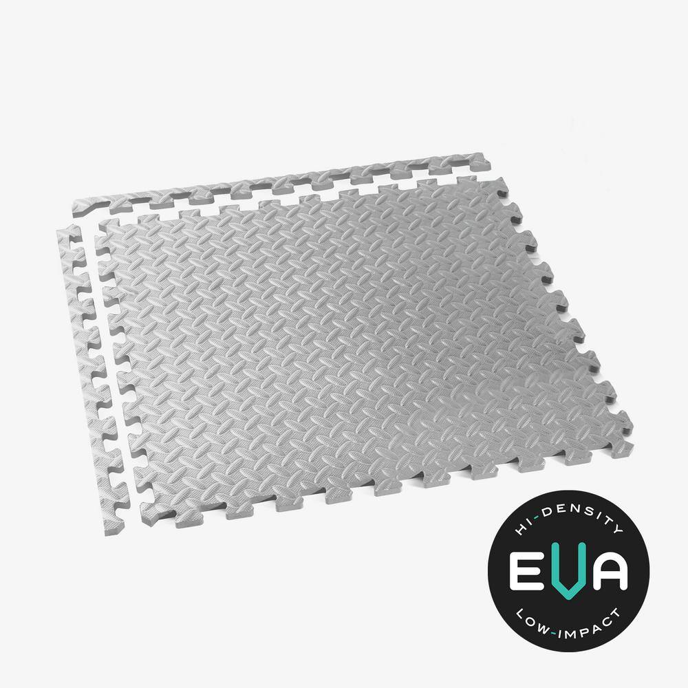 Light Gray 24 in. W x 24 in. L x 1/2 in.Thick Diamond Plate EVA Foam Exercise/Gym Tiles (12 tiles) (48 sq. ft.) - Hercitys