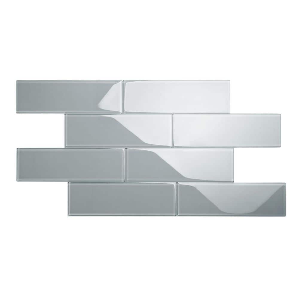 True Gray 4 in. x 12 in. x 8mm Glass Subway Tile (5 sq. ft./Case) - Hercitys