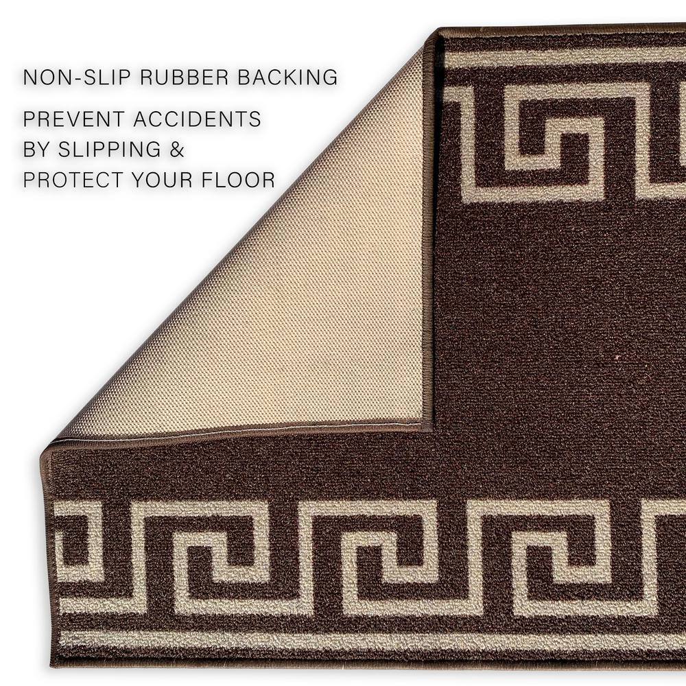 Greek Key Brown 31 in. W x 14 ft. L Runner Rug/Stair Runner 36.4 sq. ft. - Hercitys