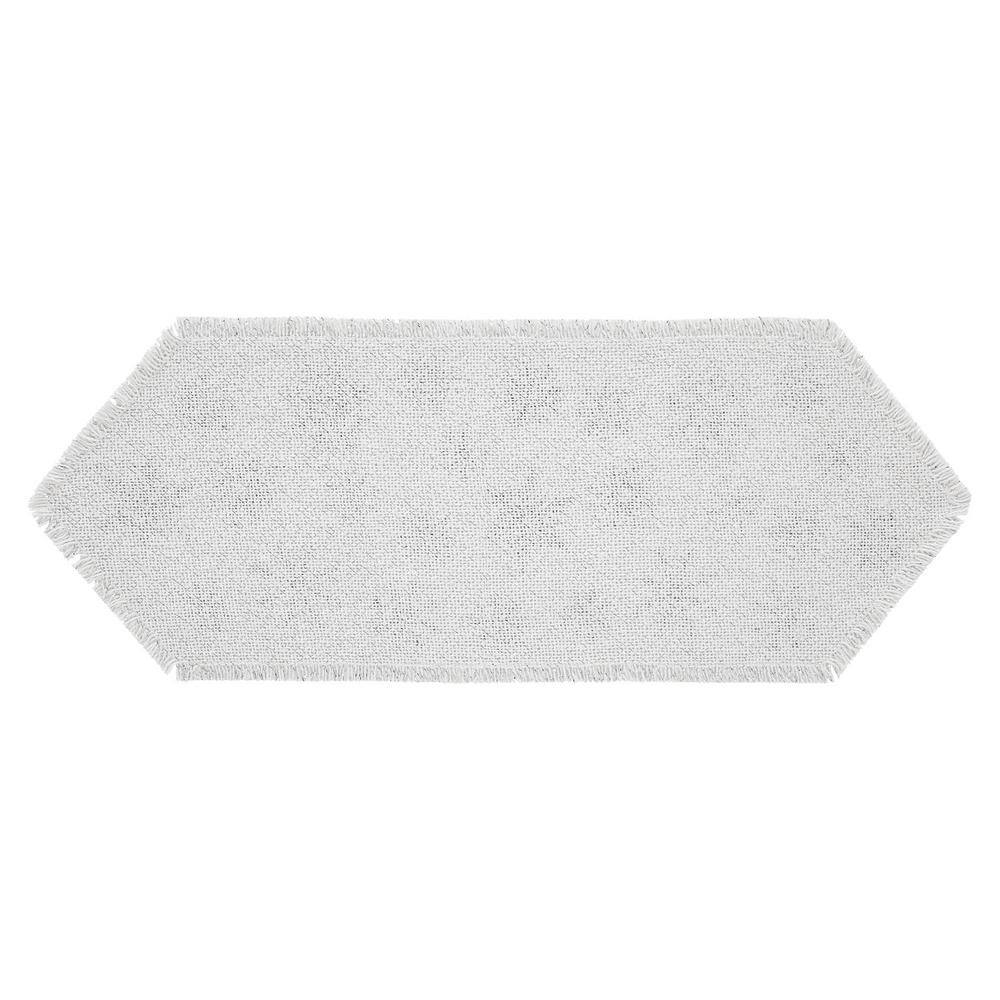 Yuletide 12 in. W x 36 in. H Antique White Silver Gray Seasonal Snowflake Cotton Burlap Table Runner - Hercitys