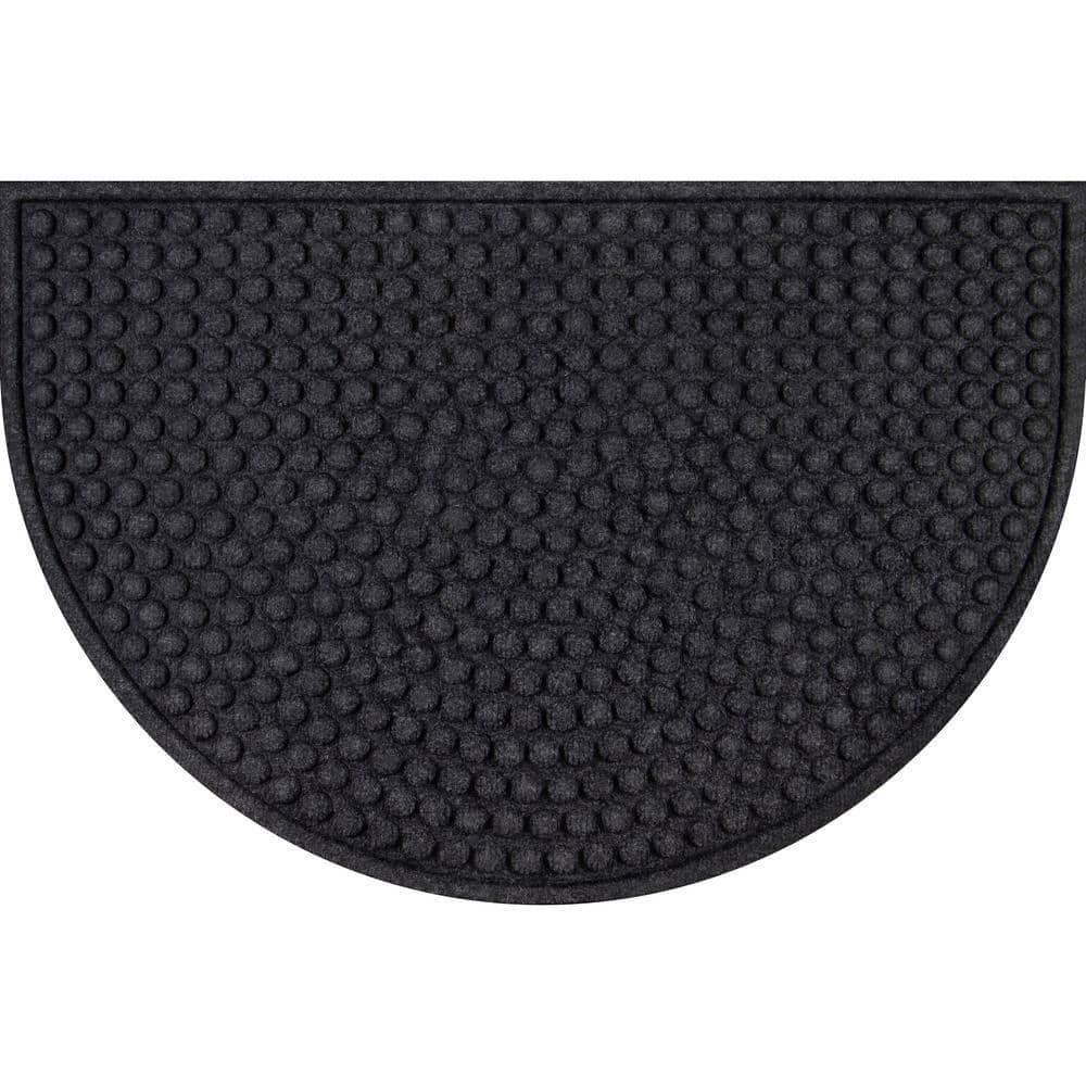 Onyx Dots Black 24 in. x 36 in. Rubber Half Round Non-Slip Indoor Outdoor Door Mat - Hercitys