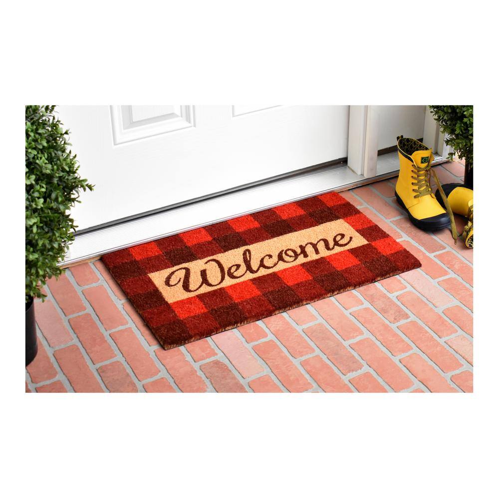 Pretty in Plaid Red/Natural 17 in. x 29 in. Door Mat - Hercitys