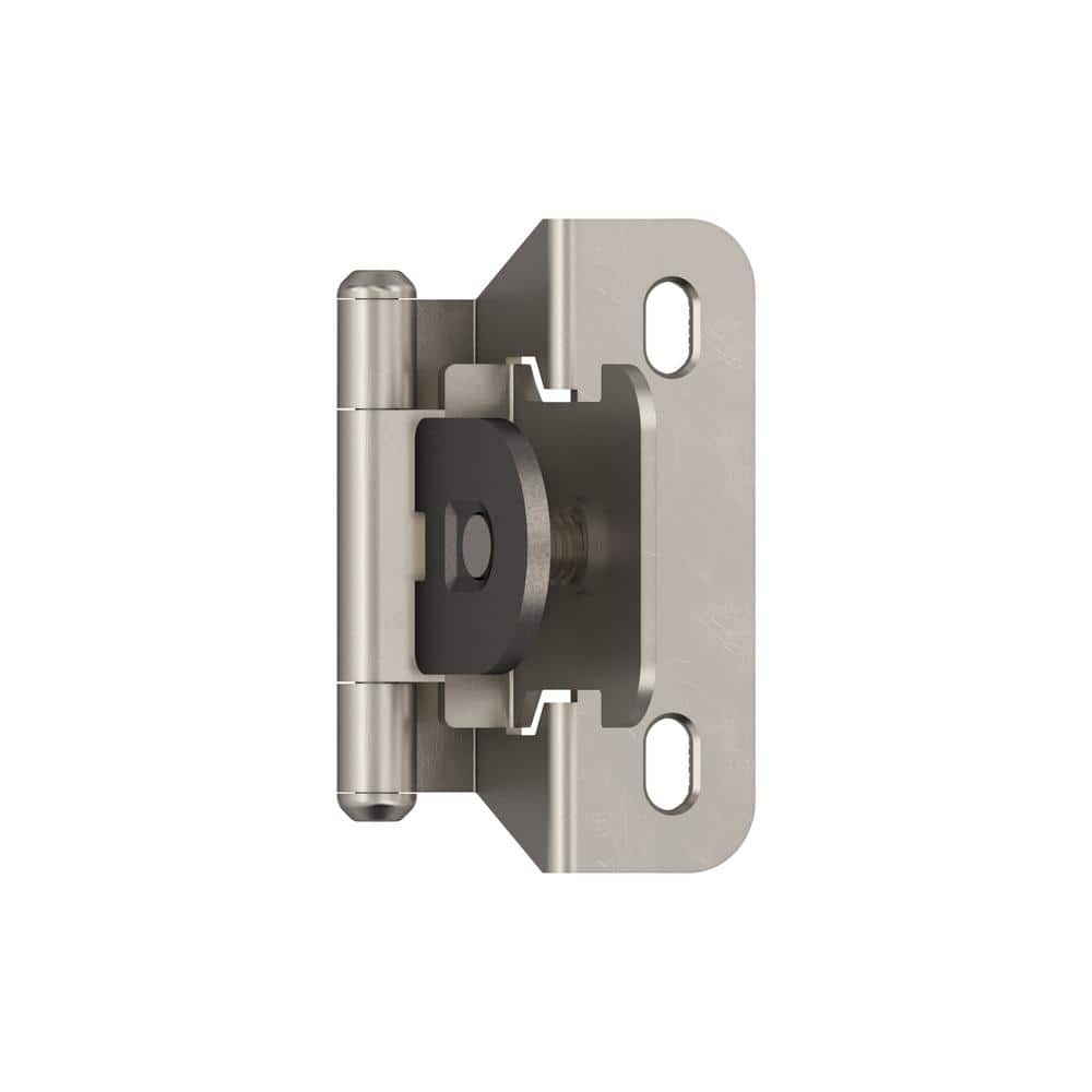 Satin Nickel 1/4 in. (6 mm) Overlay Single Demountable, Partial Wrap Cabinet Hinge (2-Pack) - Hercitys
