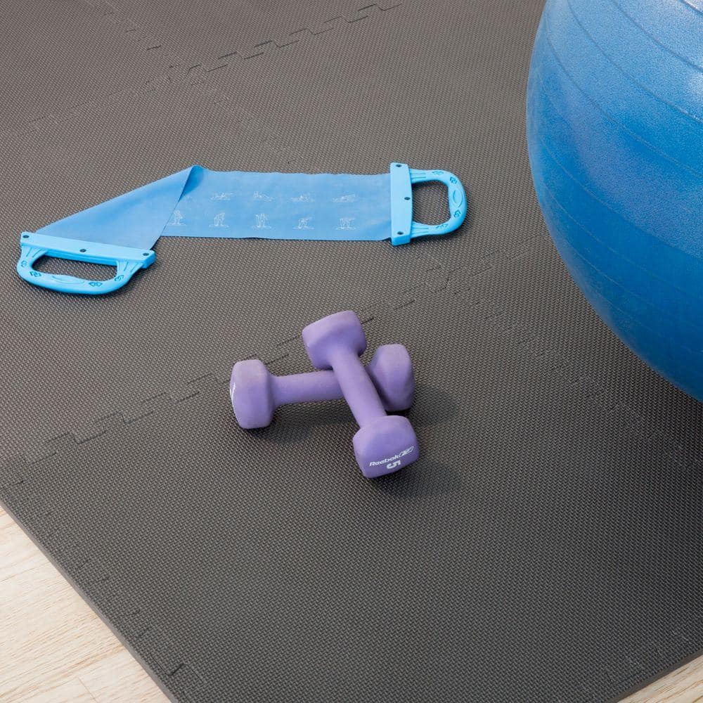 Grey 24 in. x 24 in. x 0.375 in. Interlocking EVA Foam Floor Tile (6-Pack) - Hercitys