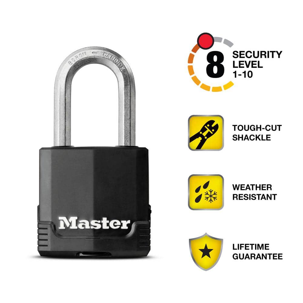 Heavy Duty Outdoor Covered Padlock with Key, 1-7/8 in. Wide, 1-1/2 in. Shackle, 3 Pack - Hercitys