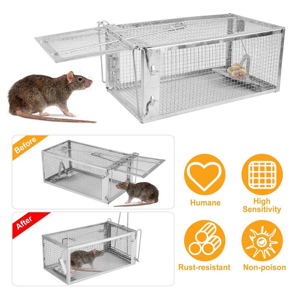 Rat Trap Cage Humane Live Rodent Trap Cage Mouse Control Bait Catch - Hercitys