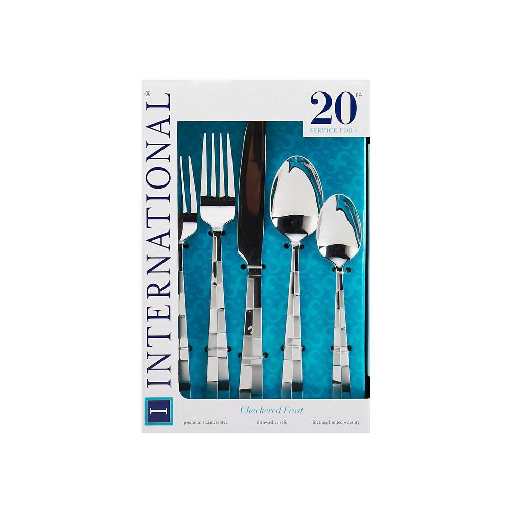 Checkered Frost 20-Piece 18/0 Stainless Steel Flatware Set (Service for 4) - Hercitys