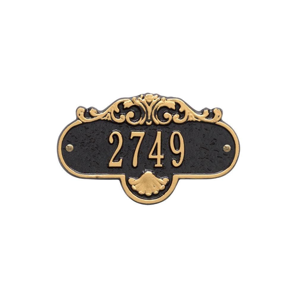 Oval Rochelle Petite Black/Gold Wall 1-Line Address Plaque - Hercitys