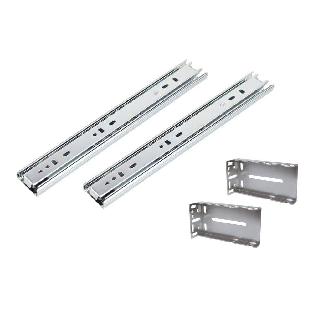 Kingsman 16 in. Full Extension Ball Bearing Side Mount Drawer Slide with Rear Bracket 8-Pairs (16 Pieces) - Hercitys