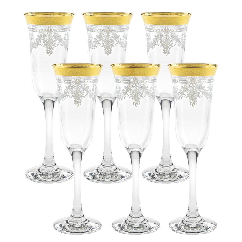 Flutes Stencil Pattern and Gold Band (Set of 6) - Hercitys