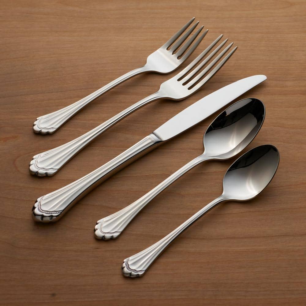 Marquette 5-Piece Silver 18/8-Stainless Steel Flatware Set (Service For 1) - Hercitys