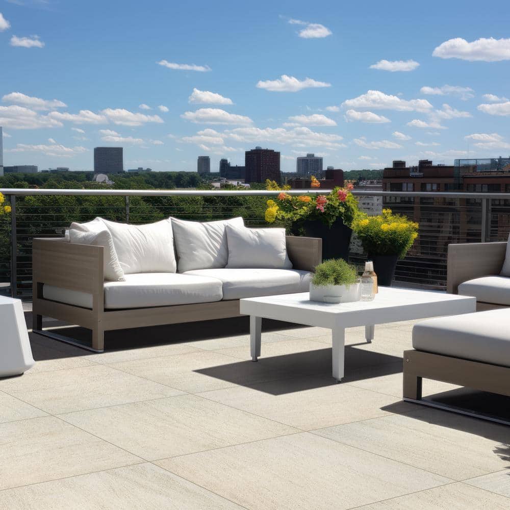 Living Style Beige 2 cm. x 24 in. x 24 in. Matte Porcelain Stone Look Paver (8 sq. ft./Case) - Hercitys