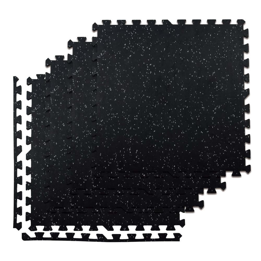 White and Black 24 in. x 24 in. x 0.55 in. Thick Rubber Exercise\Gym Flooring Tiles (24 sq. ft.) - Hercitys