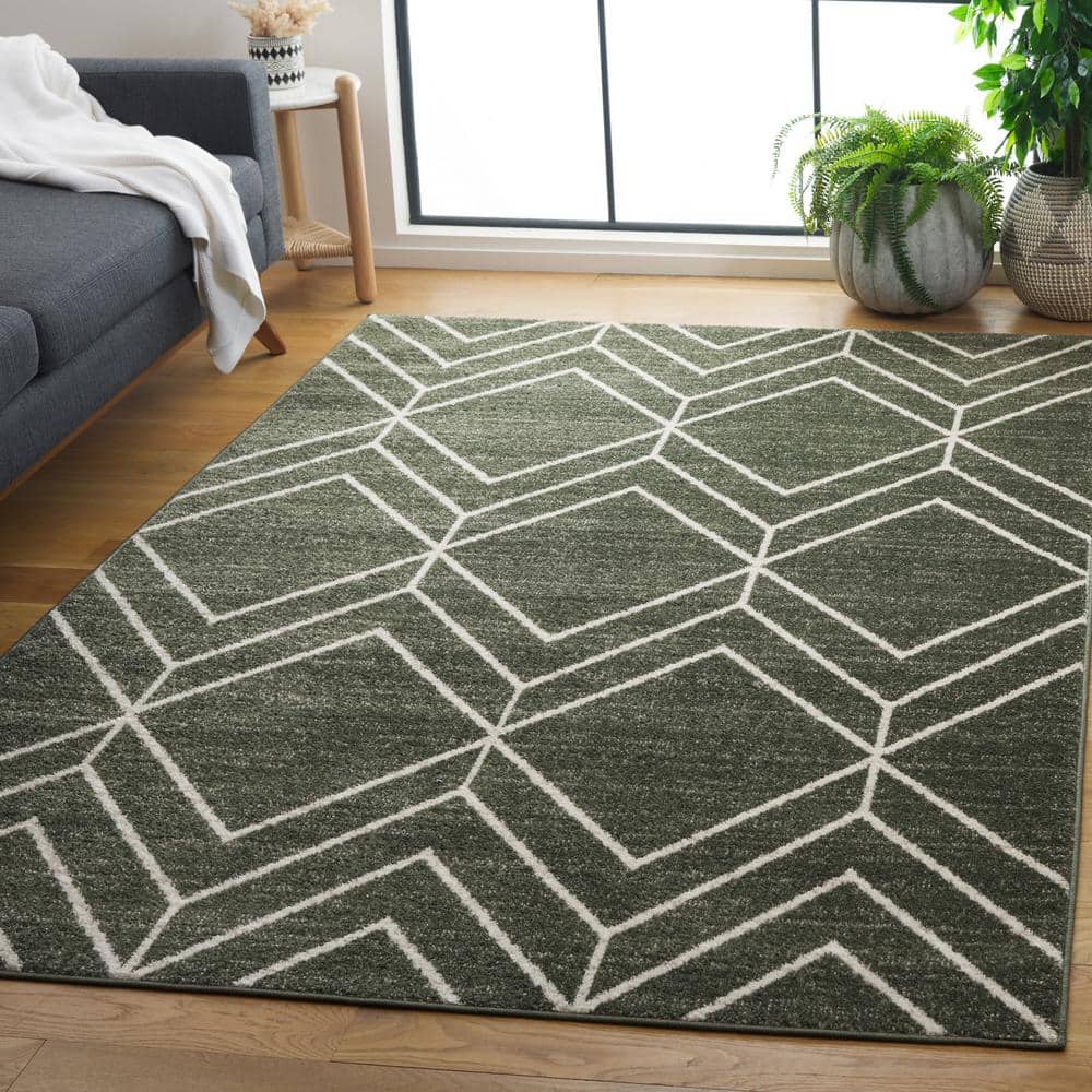 Adirondack Dark Green/Ivory 9 ft. x 12 ft. Diamond Area Rug - Hercitys
