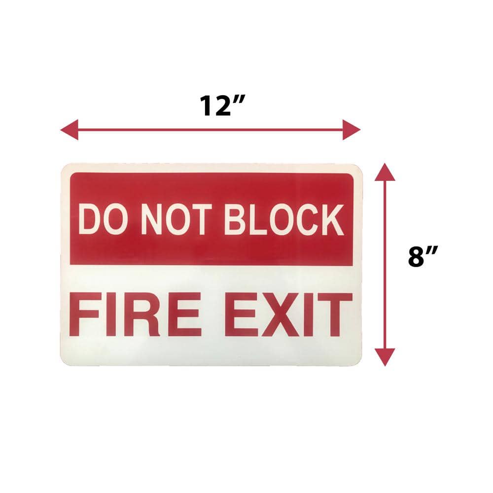 Red/White, Do Not Block Fire Exit Sign, Metal Fire Safety Sign (10-Pieces) - Hercitys