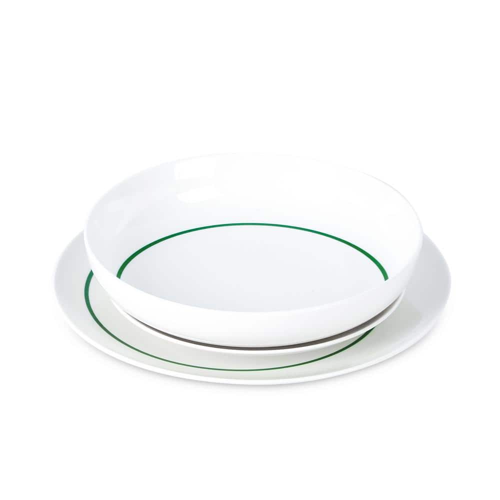 Luna 24-Piece Green Porcelain Dinnerware Set (Service for 8) - Hercitys